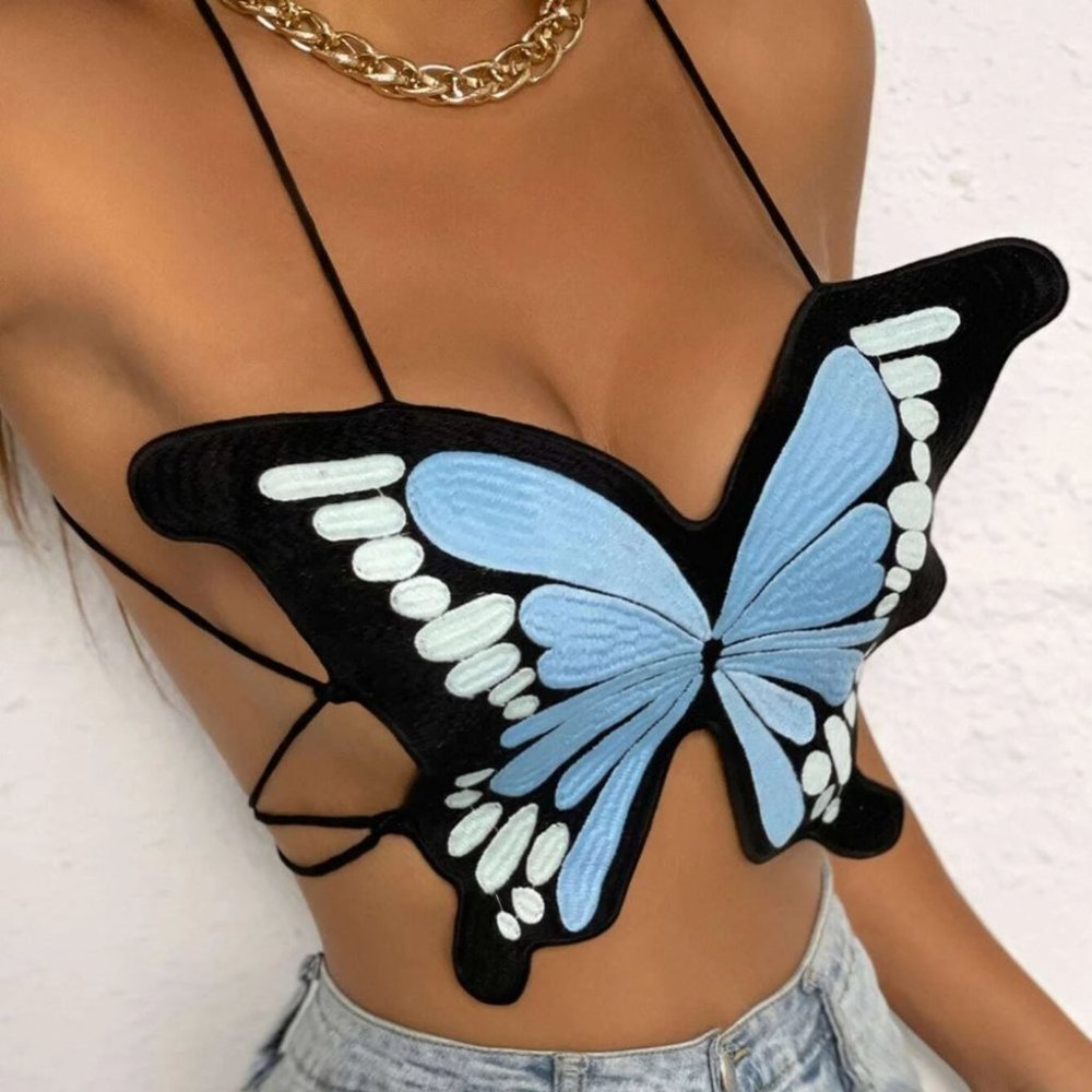 Seen on the Runway! Embroidered Butterfly Cami top - Picture 2 of 5